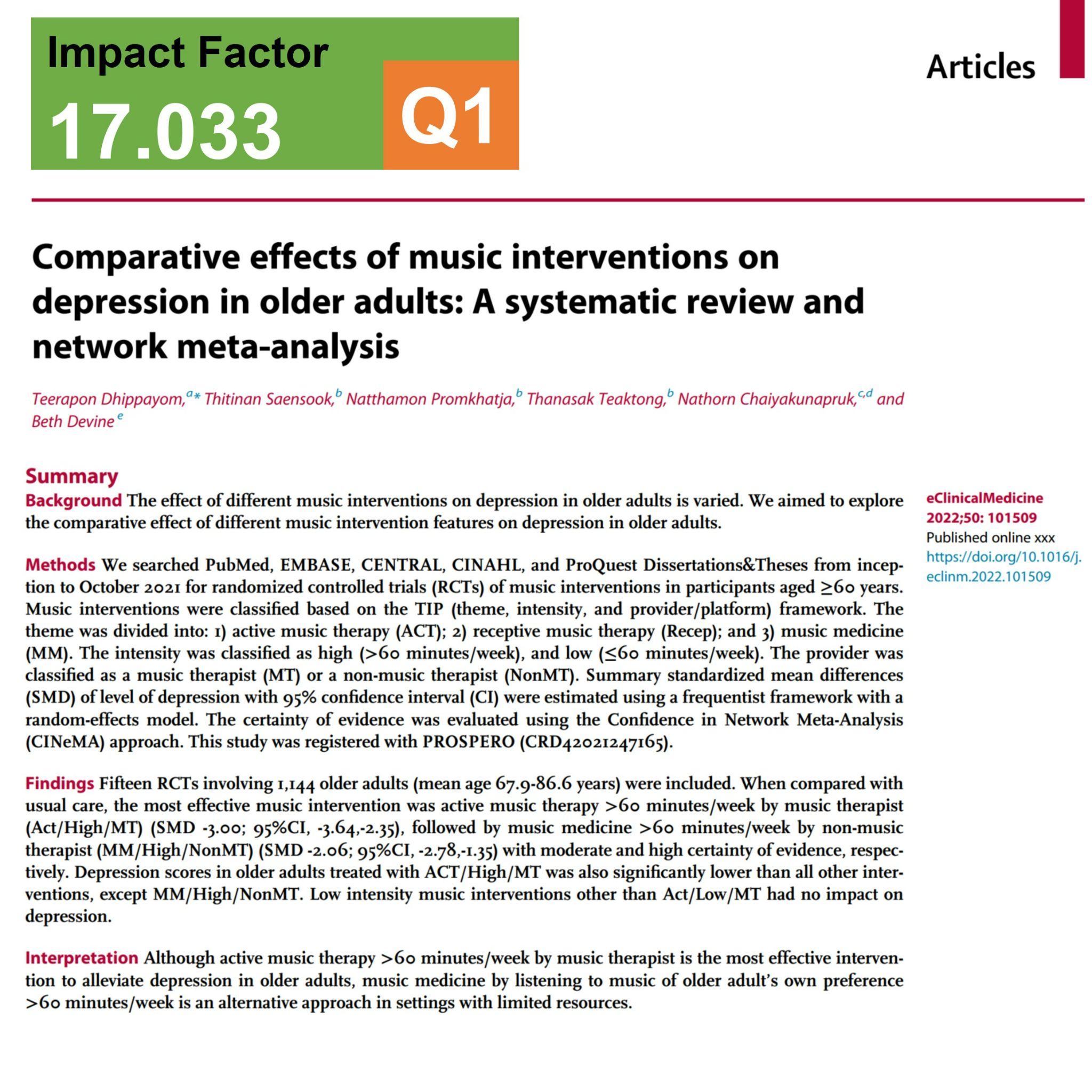 Music Intervention for Older Adults with Depression